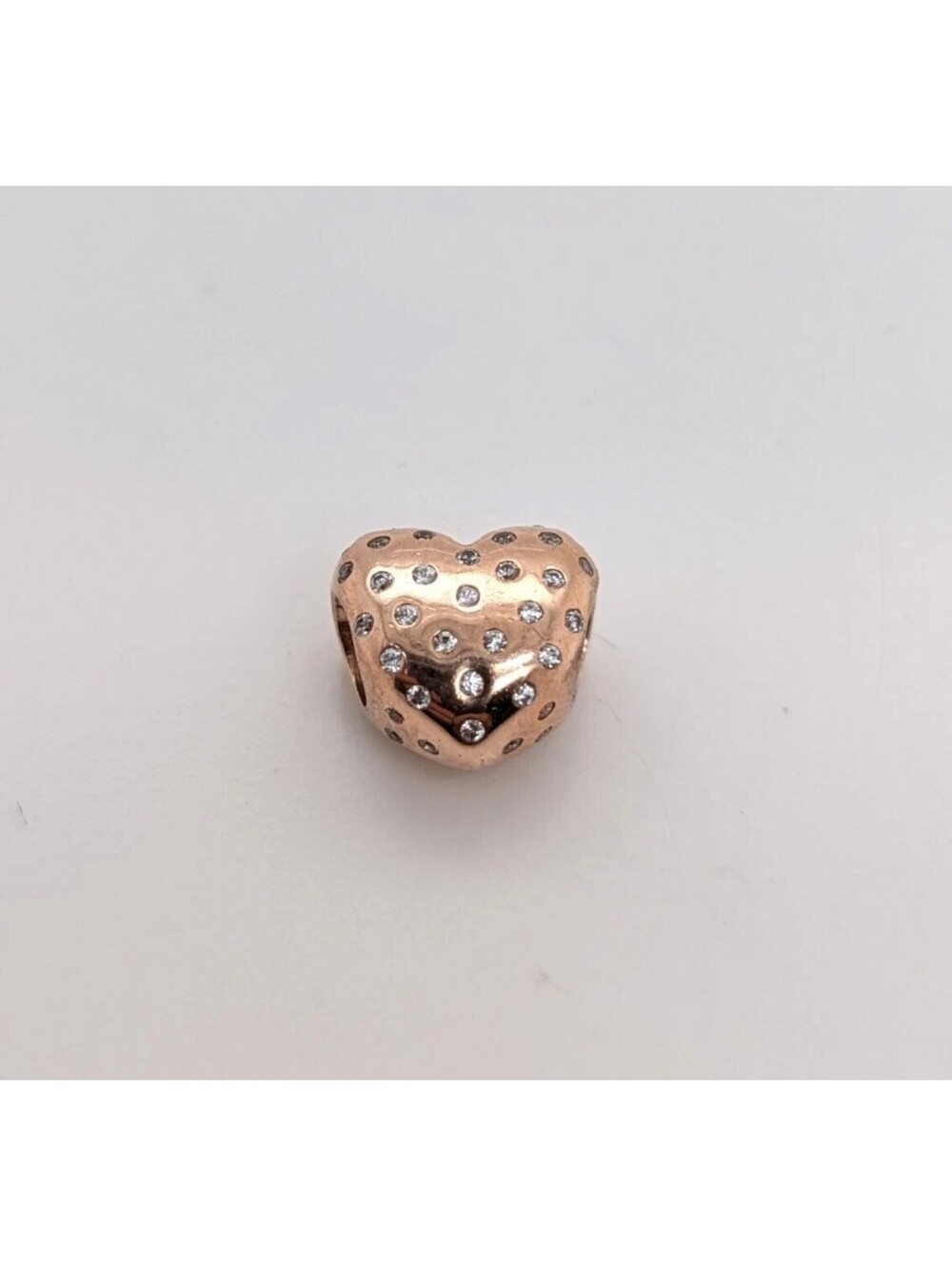 Authentic Pandora Rose Gold Plated CZ Heart Bead Charm ALE